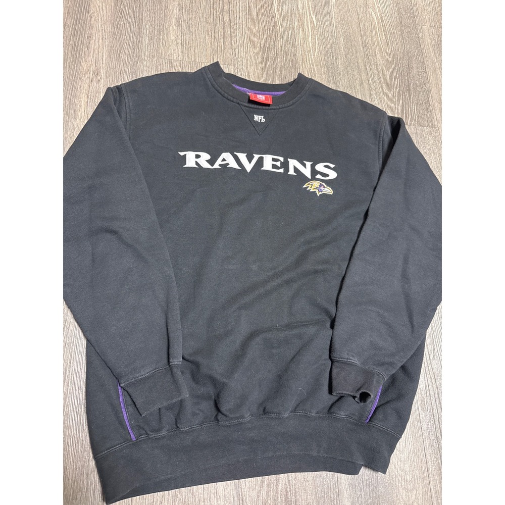 NFL Baltimore Ravens Sweatshirt Mens XL Black Crew Neck Pullover Football Fleece